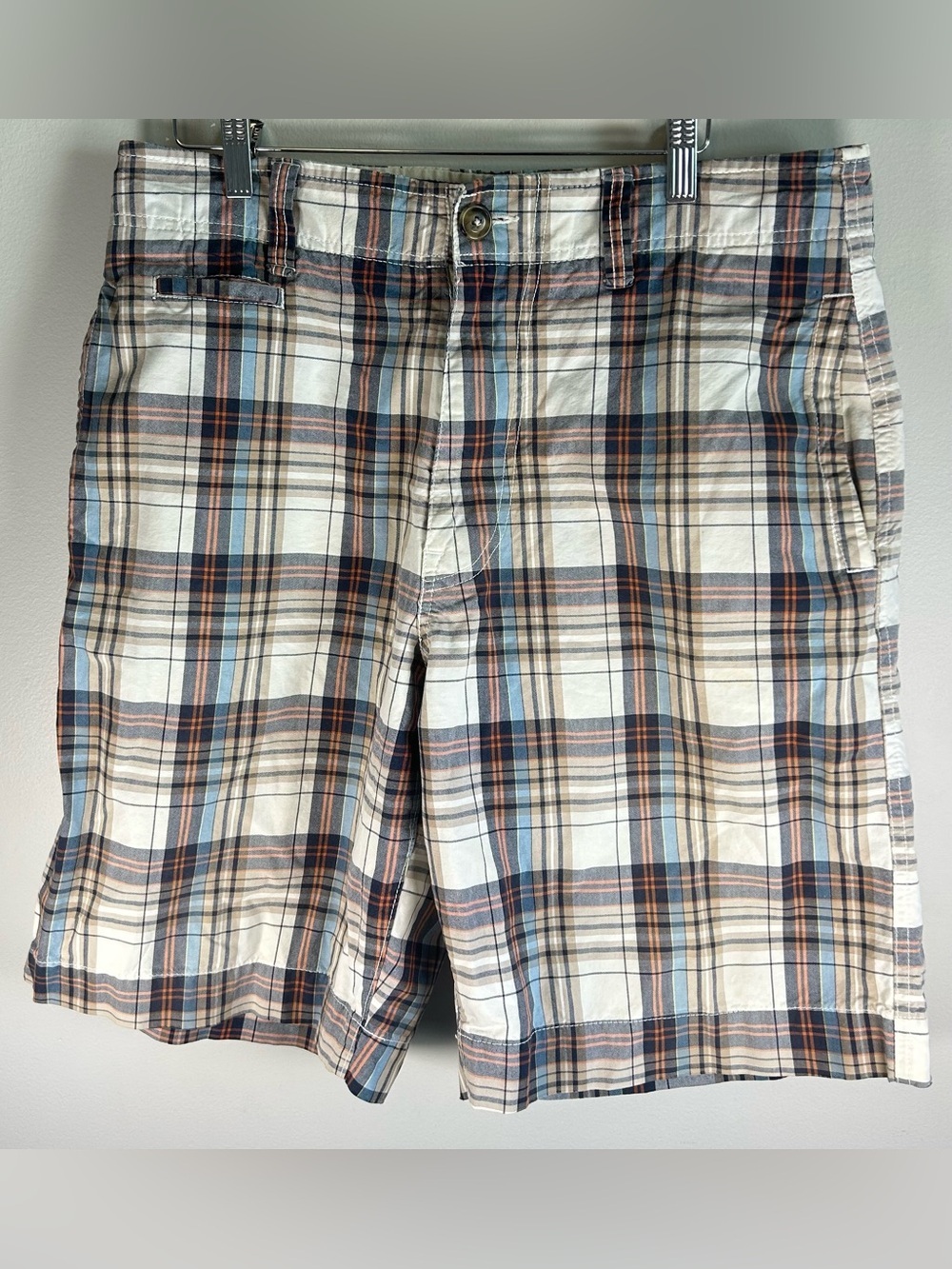 Vintage Y2K American Eagle Mens Long Shorts Size 33 Multicolor Plaid Cotton EUC
